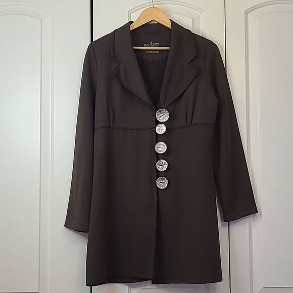 Neon Buddha Brown Knit Statement Jacket Silver Buttons Size S - Picture 1 of 8